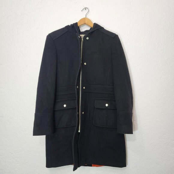 Michael kors black wool overcoat pea coat - Picture 1 of 7